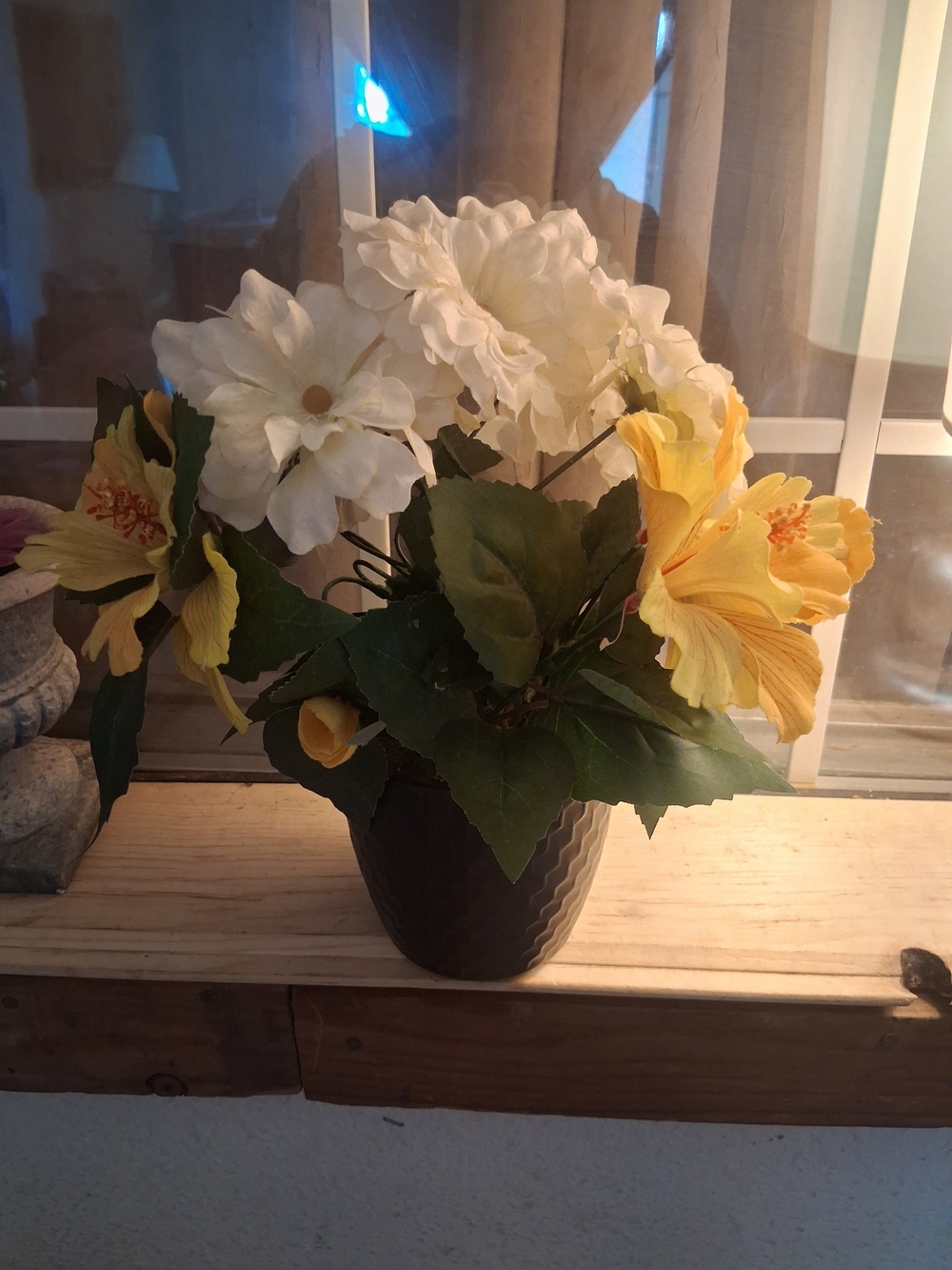 Home Accents Artificial White and Yellow Floral Arrangement